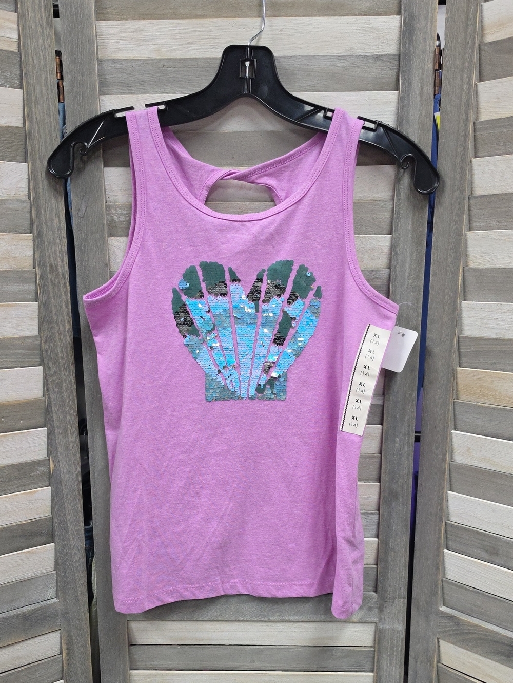 Cat & Jack Lilac Tank Top with Shimmering Shell Sequin | X Large (14)